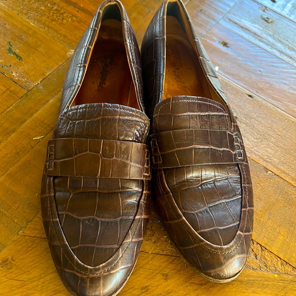 Madewell snakeskin brown loafers